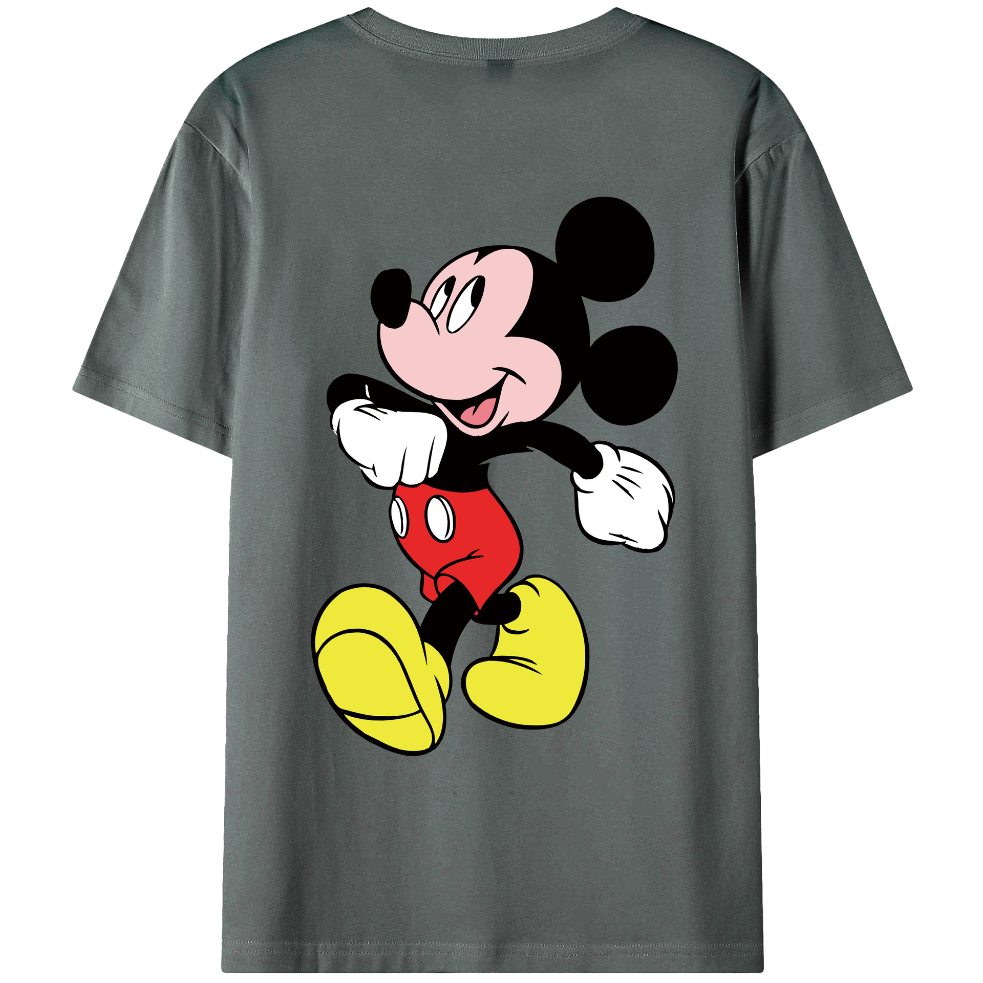 ミッキーマウス Mickey Mouse 綿100％ メンズ半袖Tシャツ（バックプリント） 通気性